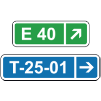 Дорожній знак 5.67.3 — Номер і напрямок маршруту (ліворуч)